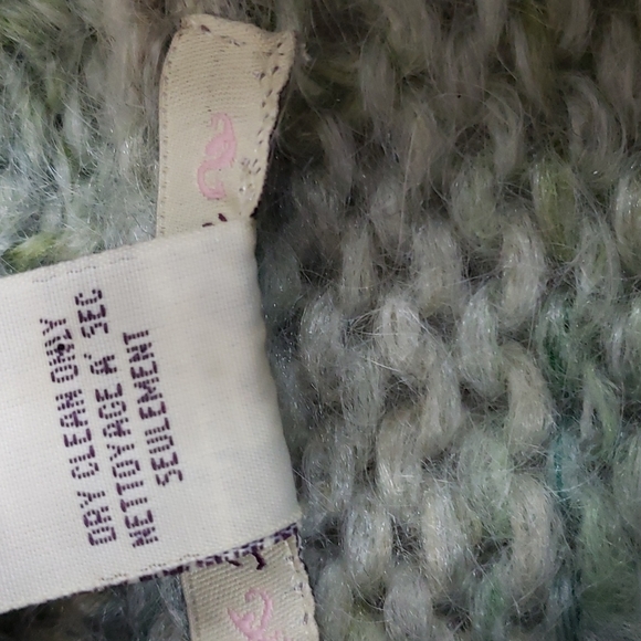 RARE Free People Wool Green Blue Vintage Cardigan Sweater - Picture 4 of 4